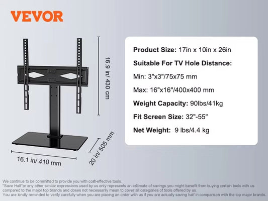 TV Stand Mount Swivel Tall TV Stand for 32-55/ 65/ 85 Inch TV Height Adjustable Portable Floor TV Stand Max VESA 600X800Mm