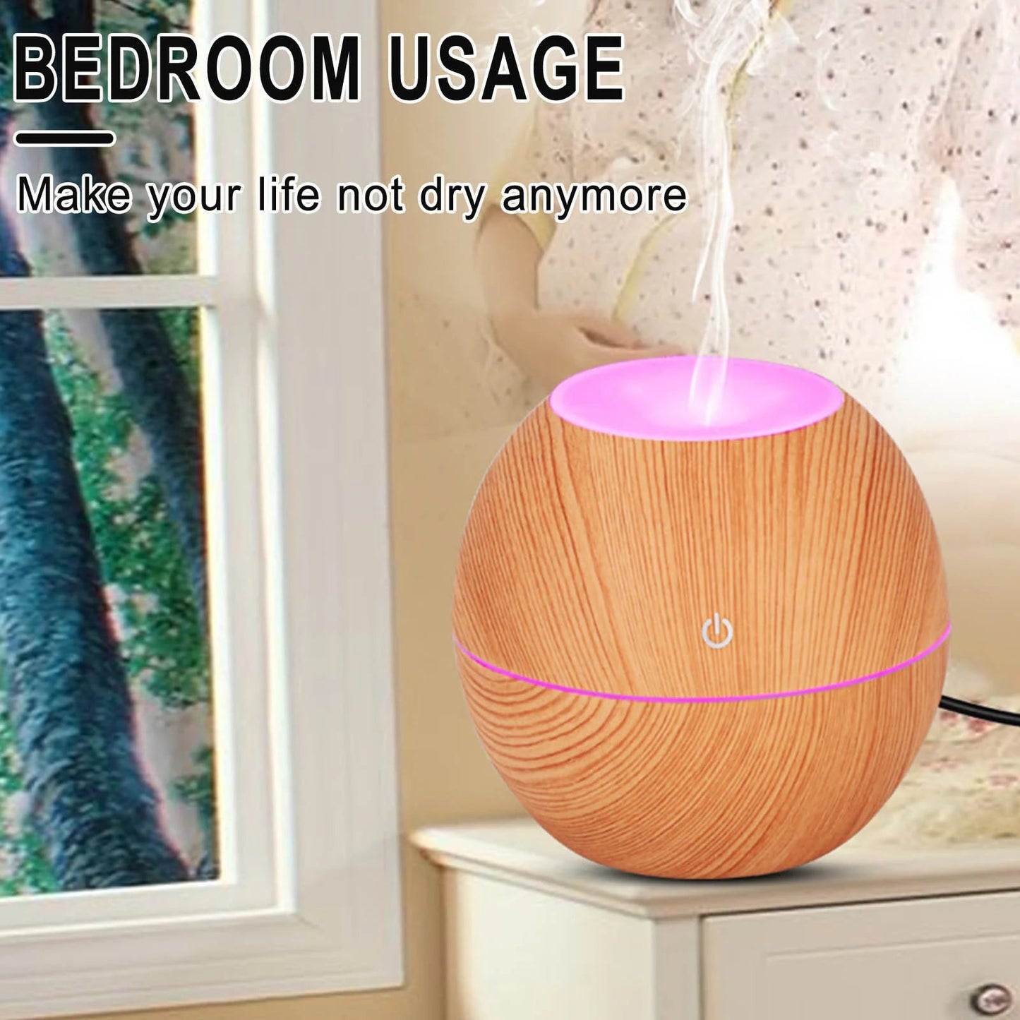 Essential Oil Diffuser Humidifier, Electric Ultrasonic Air Aroma Diffusers Vaporizer, Scent Mist Defuser, Auto-Off, LED Color Changing Light for Large Bed Room, Home, Office