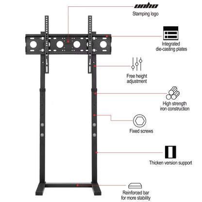 TV Floor Stand Tall TV Mount Bracket Height Adjustable Free Standing for 32”-65” Flat Panel LED LCD Screens