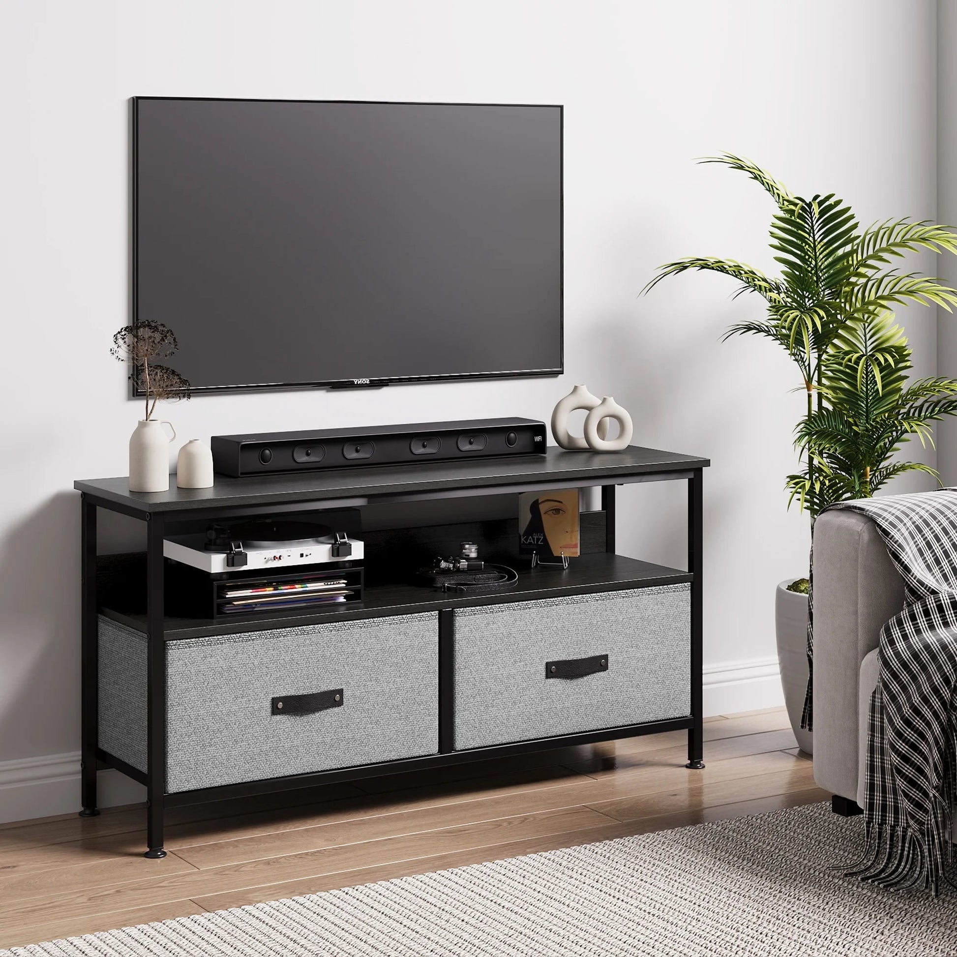 Dresser TV Stand 3-Drawers , 55 Inch TV Stand for Bedroom Small TV Stand Dresser with Drawers and Shelves,Tv & Media Console Table Furniture