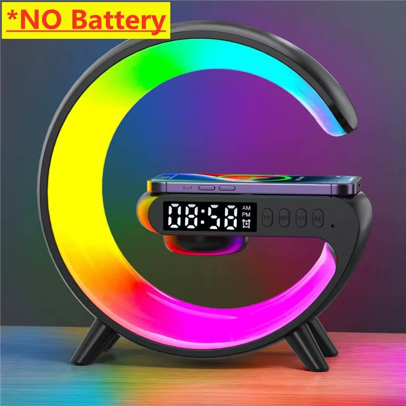 Bluetooth Speaker Wireless Charger Pad Stand Home Stereo Loudspeaker Subwoofer RGB Night Light Lamp Fast Charging Station Dock