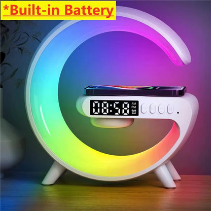 Bluetooth Speaker Wireless Charger Pad Stand Home Stereo Loudspeaker Subwoofer RGB Night Light Lamp Fast Charging Station Dock