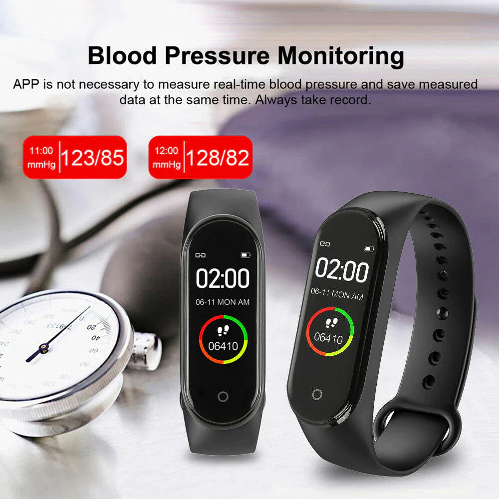 M4 Smart Watch Band Blood Pressure Bracelet Wristband Fitness Tracker Heart Rate