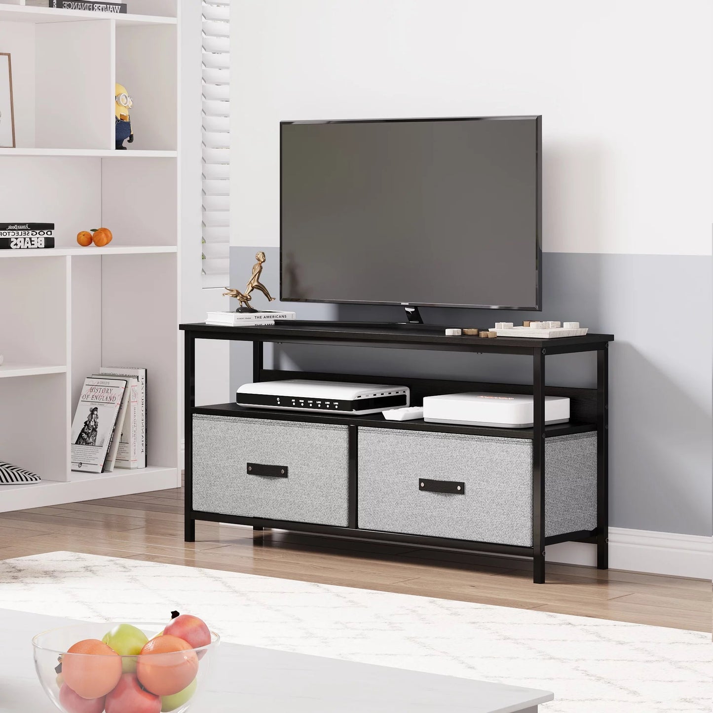 Dresser TV Stand 3-Drawers , 55 Inch TV Stand for Bedroom Small TV Stand Dresser with Drawers and Shelves,Tv & Media Console Table Furniture