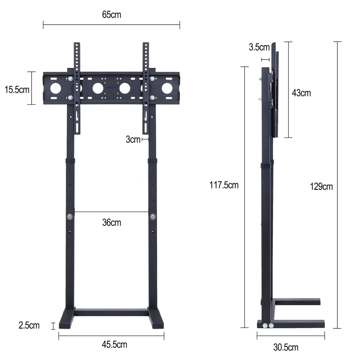 TV Floor Stand Tall TV Mount Bracket Height Adjustable Free Standing for 32”-65” Flat Panel LED LCD Screens