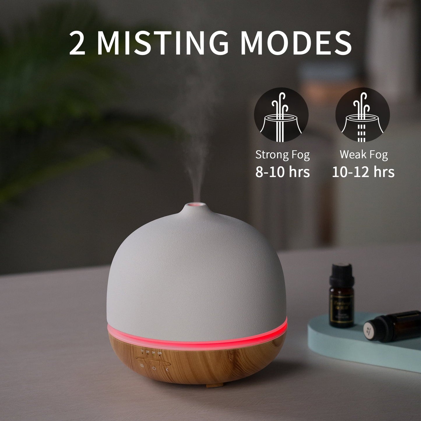 500Ml Essential Oil Diffuser, Ceramic Diffusers for Essential Oils Large Room Ceramic Aromatherapy Diffuser Cool Mist Humidifier with 10 Colors Lights & Waterless Auto-Off for Home Office Room